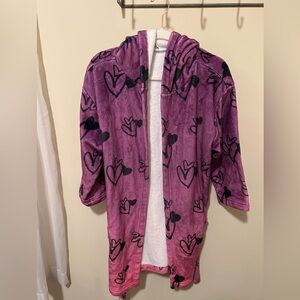 Bathrobe- girls size 10/12- shades of purple with hearts